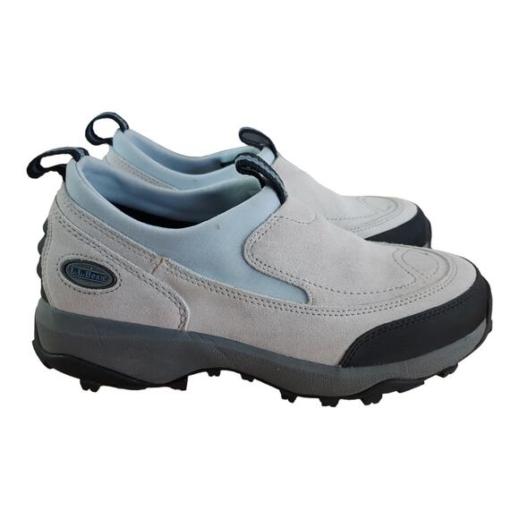 L.L. Bean Chunky Insulated Slip On Hiking Trail Light Blue Gray Suede Shoes 8.5 - Picture 4 of 8
